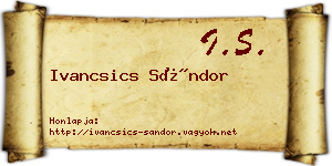 Ivancsics Sándor névjegykártya